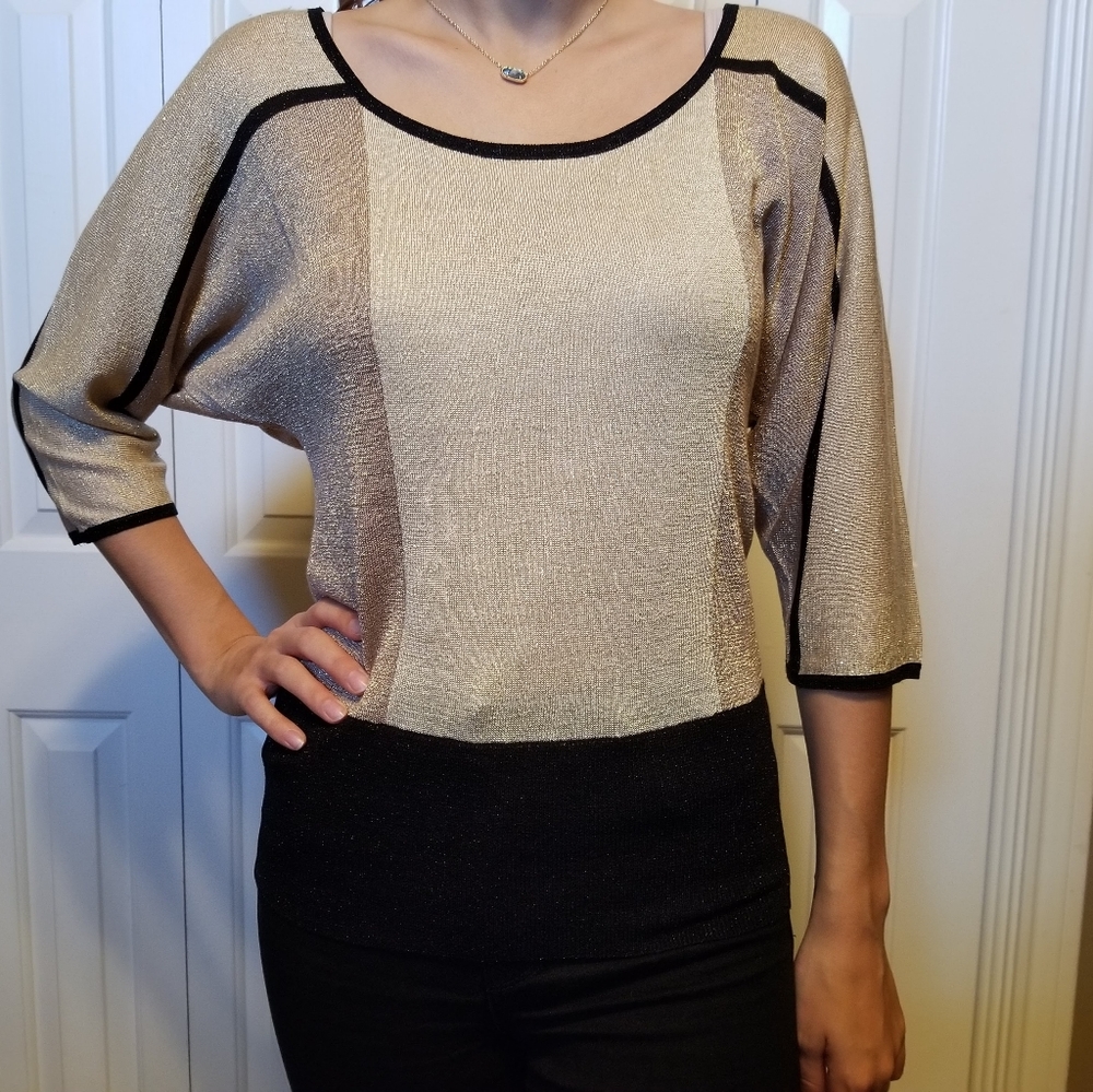 Gold and black sparkly blouse